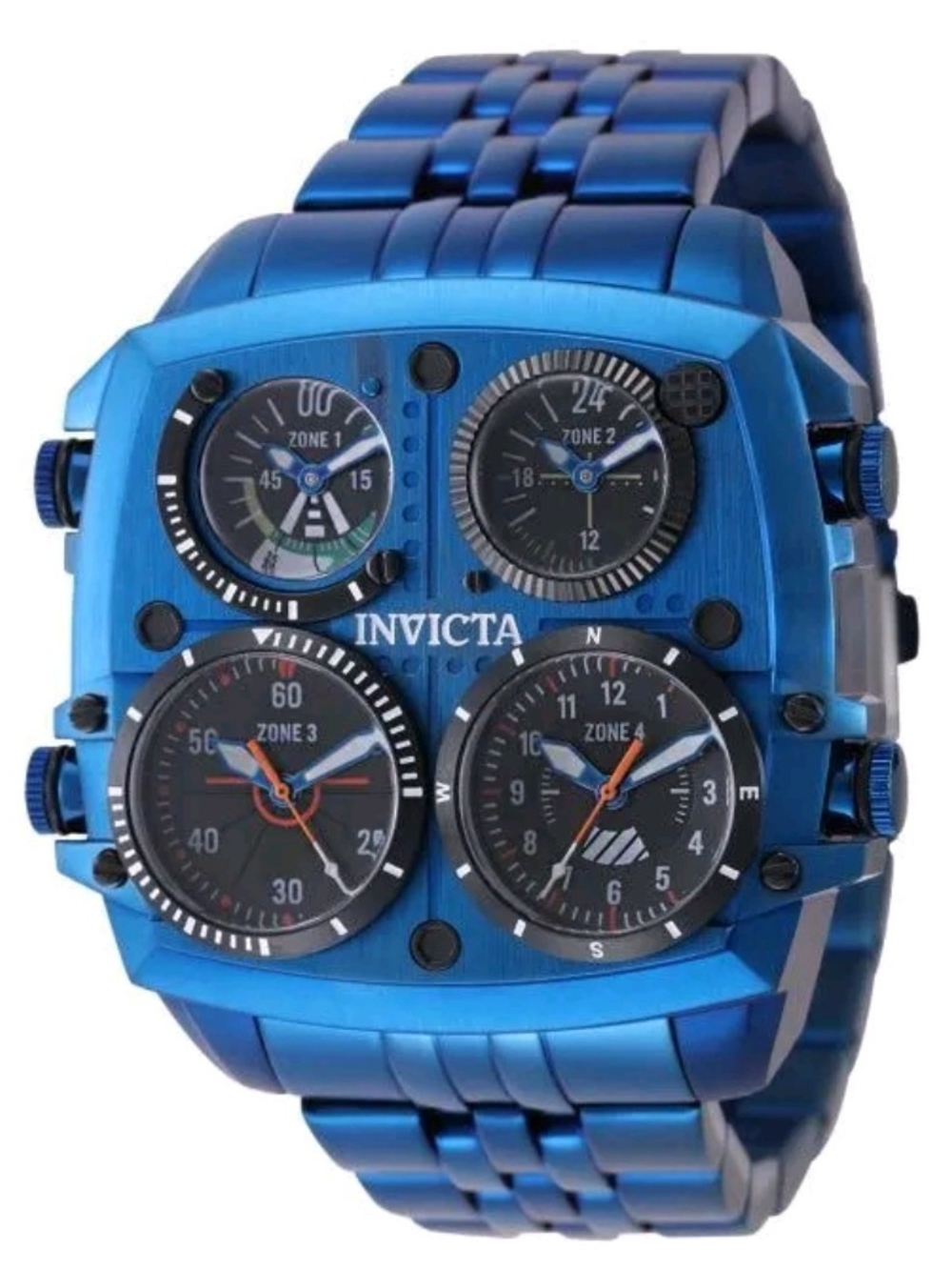 Invicta Men's Blue Multi-Timezone Stainless Steel Watch